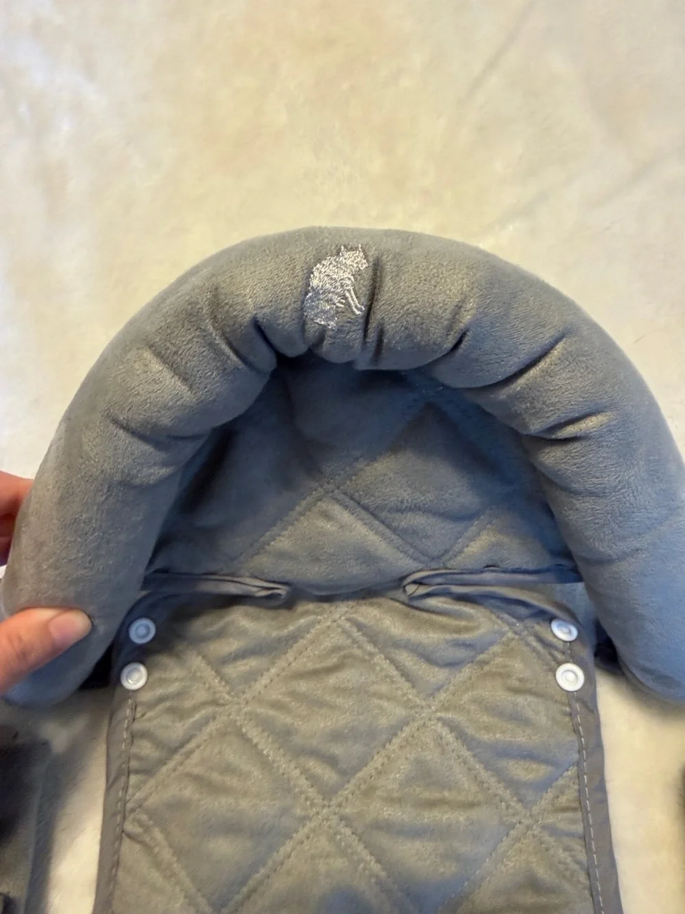 Plush Quilted Baby Headrest and Strap Covers - Gray